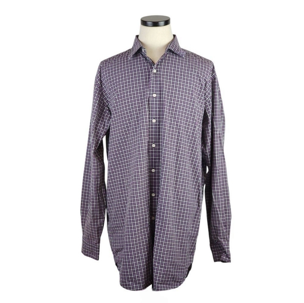 Vintage Polo Ralph Lauren Curham Classic Fit Plaid Shirt XLT Black Purple White